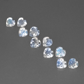 캐럿 천연 블루 화이트 레인보우 문스톤 보석, 하트 모양, 4.1×4 mm, VVS-VS