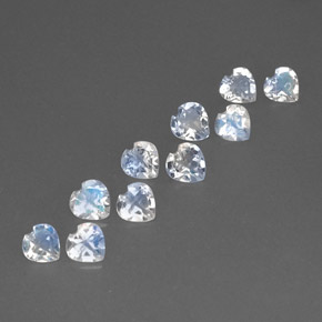캐럿 천연 블루 화이트 레인보우 문스톤 보석, 하트 모양, 4.1×4 mm, VVS-VS