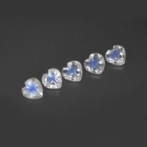 캐럿 천연 블루 화이트 레인보우 문스톤 보석, 하트 모양, 4×3.9 mm, VVS-VS