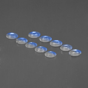 캐럿 천연 블루 화이트 레인보우 문스톤 보석, 타원형 컷, 4.9×3 mm, VVS-VS