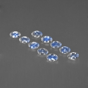 캐럿 천연 블루 화이트 레인보우 문스톤 보석, 타원형 컷, 4.8×3 mm, 투명한