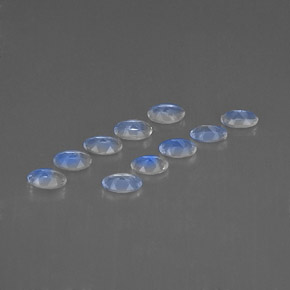 캐럿 천연 블루 화이트 레인보우 문스톤 보석, 타원형 컷, 4.8×3 mm, 투명한