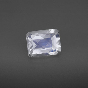 1.82캐럿 천연 화이트 블루 레인보우 문스톤, 에메랄드 컷, 8.3×6.4 mm, VS