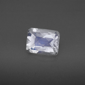 1.82캐럿 천연 화이트 블루 레인보우 문스톤, 에메랄드 컷, 8.3×6.4 mm, VS