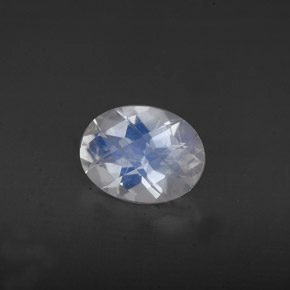 1.04캐럿 천연 블루 화이트 레인보우 문스톤, 타원형 컷, 7.9×6 mm, VS
