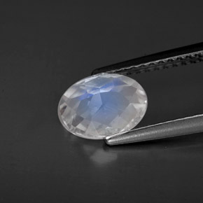 1.04캐럿 천연 블루 화이트 레인보우 문스톤, 타원형 컷, 7.9×6 mm, VS