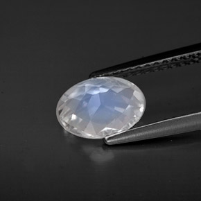 1.13캐럿 천연 블루 화이트 레인보우 문스톤, 타원형 컷, VS