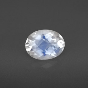 1.31캐럿 천연 블루 화이트 레인보우 문스톤, 타원형 컷, 8.2×6.2 mm, VS