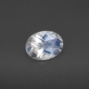1.05캐럿 천연 블루 화이트 레인보우 문스톤, 타원형 컷, 8×6.1 mm, VS