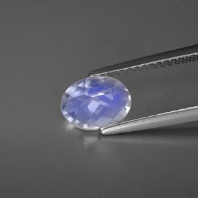 0.94캐럿 천연 블루 화이트 레인보우 문스톤, 타원형 컷, 8×6.1 mm, VS