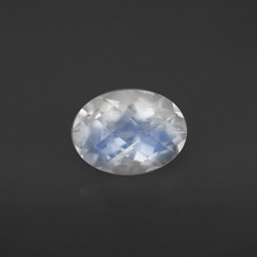 1.34캐럿 천연 블루 화이트 레인보우 문스톤, 타원형 컷, 8×6 mm, VS