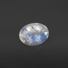 1.34캐럿 천연 블루 화이트 레인보우 문스톤, 타원형 컷, 8×6 mm, VS