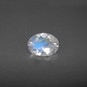 0.94캐럿 천연 블루 화이트 레인보우 문스톤, 타원형 컷, 7.9×5.9 mm, VS-SI