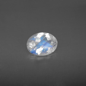 0.94캐럿 천연 블루 화이트 레인보우 문스톤, 타원형 컷, 7.9×5.9 mm, VS-SI