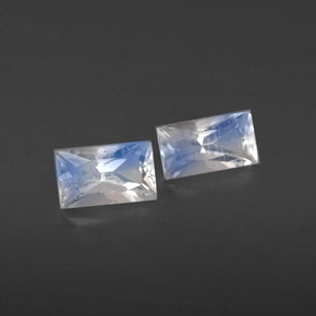캐럿 천연 블루 화이트 레인보우 문스톤 보석, 바게트, 5.2×2.8 mm, VS