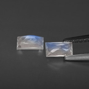 캐럿 천연 블루 화이트 레인보우 문스톤 보석, 바게트, 5.2×2.8 mm, VS