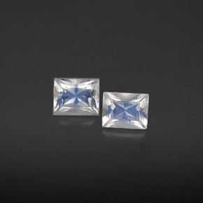 캐럿 천연 블루 화이트 레인보우 문스톤 보석, 바게트, 5×4.1 mm, VS
