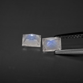 캐럿 천연 블루 화이트 레인보우 문스톤 보석, 바게트, 5×4.1 mm, VS