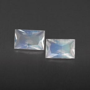 캐럿 천연 블루 화이트 레인보우 문스톤 보석, 바게트, 6.1×4 mm, VS