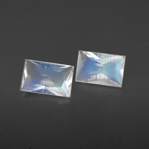 캐럿 천연 블루 화이트 레인보우 문스톤 보석, 바게트, 6.1×4 mm, VS