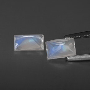 캐럿 천연 블루 화이트 레인보우 문스톤 보석, 바게트, 6.1×4 mm, VS