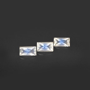 캐럿 천연 블루 화이트 레인보우 문스톤 보석, 바게트, VS