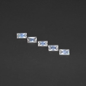 캐럿 천연 블루 화이트 레인보우 문스톤 보석, 바게트, 5.2×3 mm, VS