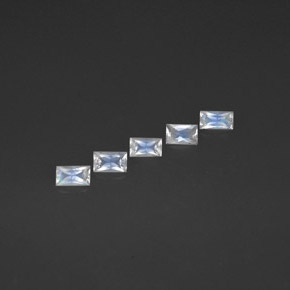 캐럿 천연 블루 화이트 레인보우 문스톤 보석, 바게트, 5.2×3 mm, VS