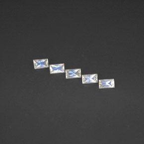 캐럿 천연 블루 화이트 레인보우 문스톤 보석, 바게트, VS