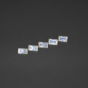 캐럿 천연 블루 화이트 레인보우 문스톤 보석, 바게트, VS