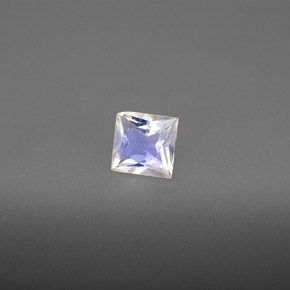 0.57캐럿 천연 블루 화이트 레인보우 문스톤, 스퀘어, 5×4.9 mm, VS