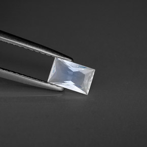 0.42캐럿 천연 블루 화이트 레인보우 문스톤, 바게트, 6.1×3.8 mm, VS