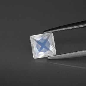 0.49캐럿 천연 블루 화이트 레인보우 문스톤, 스퀘어, 5.1×5.1 mm, VS