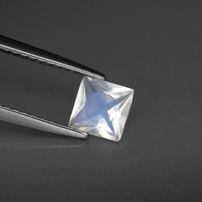 0.49캐럿 천연 블루 화이트 레인보우 문스톤, 스퀘어, 5.1×5.1 mm, VS