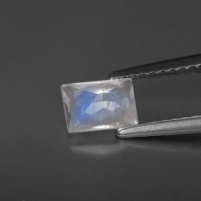 0.64캐럿 천연 블루 화이트 레인보우 문스톤, 바게트, 6×4.3 mm, VS