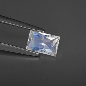 0.44캐럿 천연 블루 화이트 레인보우 문스톤, 바게트, 6.1×4.1 mm, VS