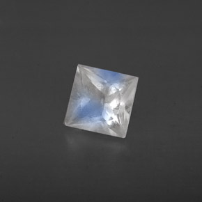 0.61캐럿 천연 블루 화이트 레인보우 문스톤, 스퀘어, 5.1×5.1 mm, VS