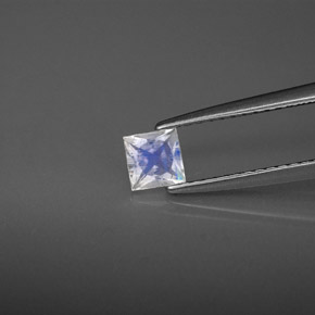 0.30캐럿 천연 블루 화이트 레인보우 문스톤, 스퀘어, 4.1×4.1 mm, VS