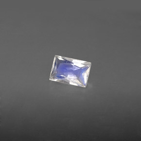 0.51캐럿 천연 블루 화이트 레인보우 문스톤, 바게트, 6.1×4.1 mm, VS