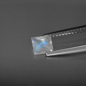 0.53캐럿 천연 블루 화이트 레인보우 문스톤, 정사각형, VS