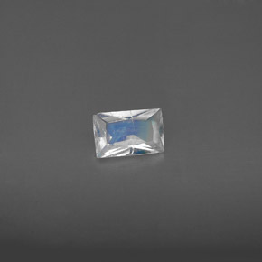 0.43캐럿 천연 블루 화이트 레인보우 문스톤, 바게트, 6.2×4 mm, VS
