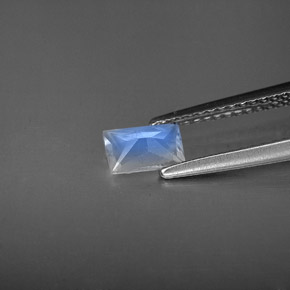 0.43캐럿 천연 블루 화이트 레인보우 문스톤, 바게트, 6.2×4 mm, VS