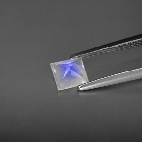 0.56캐럿 천연 블루 화이트 레인보우 문스톤, 스퀘어, 5×5 mm, VS