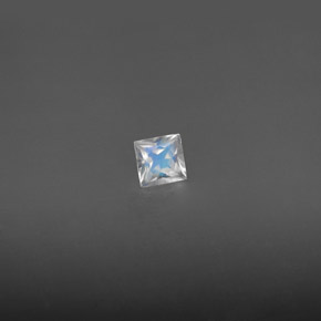 0.19캐럿 천연 블루 화이트 레인보우 문스톤, 스퀘어, 3.5×3.4 mm, VS