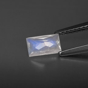 0.46캐럿 천연 블루 화이트 레인보우 문스톤, 바게트, VS