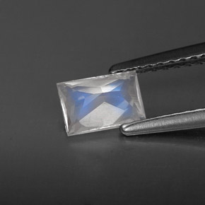 0.55캐럿 천연 블루 화이트 레인보우 문스톤, 바게트, 6.1×4.1 mm, VS
