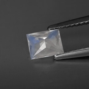 0.49캐럿 천연 블루 화이트 레인보우 문스톤, 바게트, 5.7×4.7 mm, VS