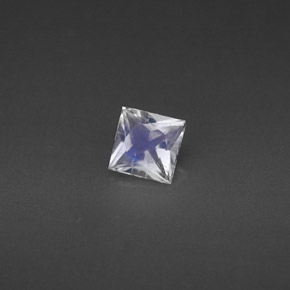 0.46캐럿 천연 블루 화이트 레인보우 문스톤, 스퀘어, 4.9×4.8 mm, VS