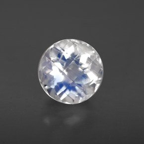 1.44캐럿 천연 블루 화이트 레인보우 문스톤, 라운드 컷, 6.90 mm, VS