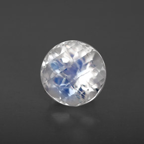 1.44캐럿 천연 블루 화이트 레인보우 문스톤, 라운드 컷, 6.90 mm, VS